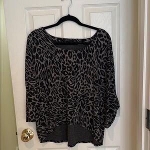 Twelve (Neiman Marcus)  Leopard Print Drop-Shoulder Top - Black/Grey